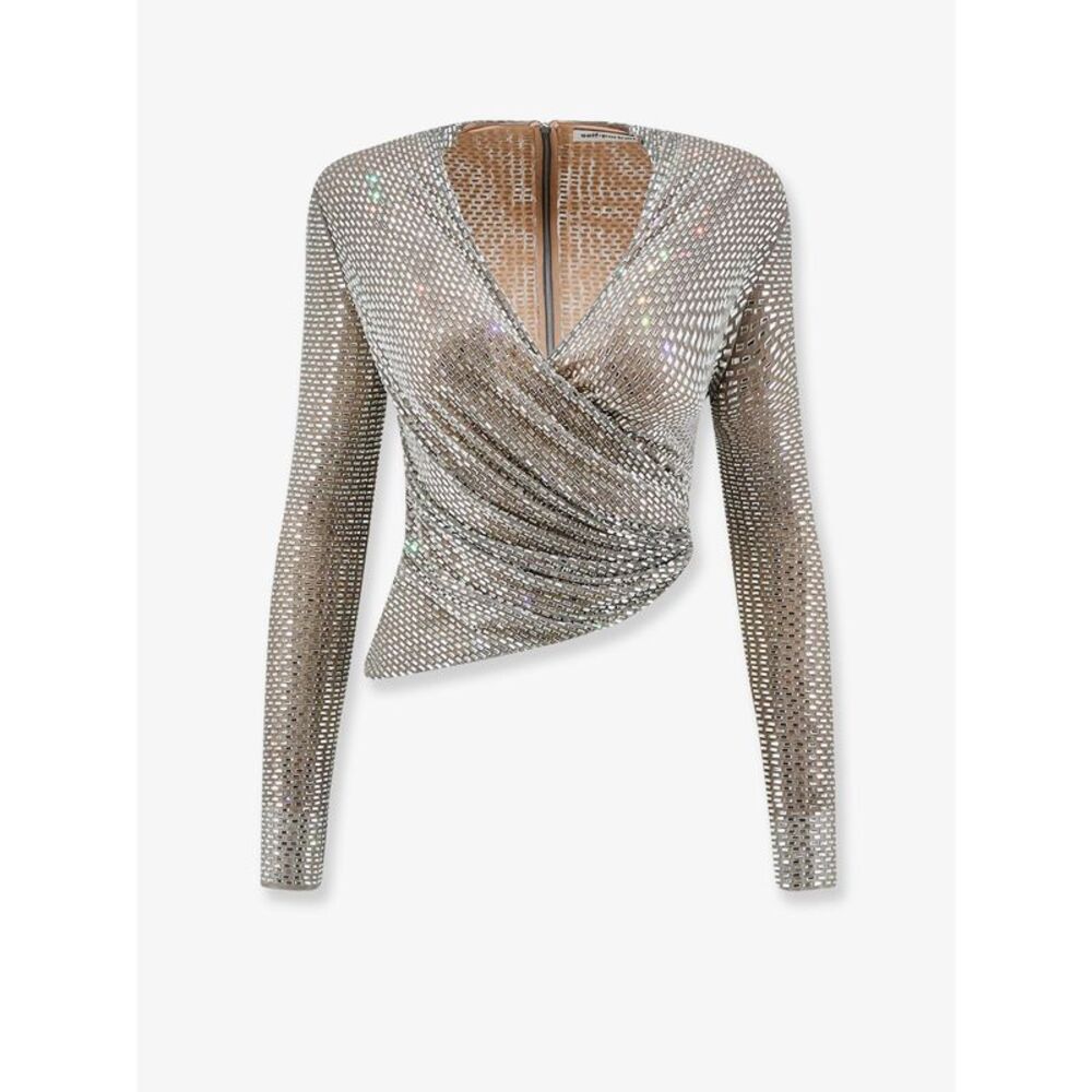 Self Portrait Women Mesh Top With All-Over Rhinestones